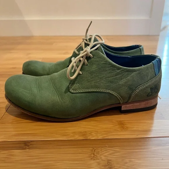 John Fluevog Radio CBC Leather & Suede Derby Shoes - Picture 4 of 8